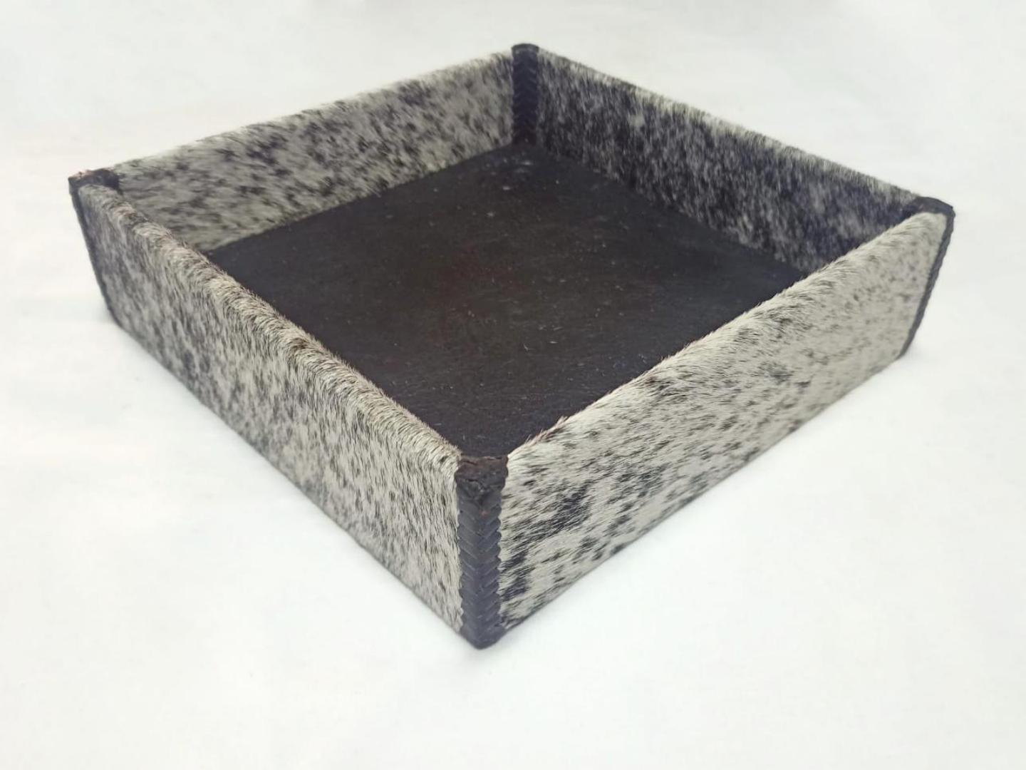Small Square Tray, cowhide BLK&WHT