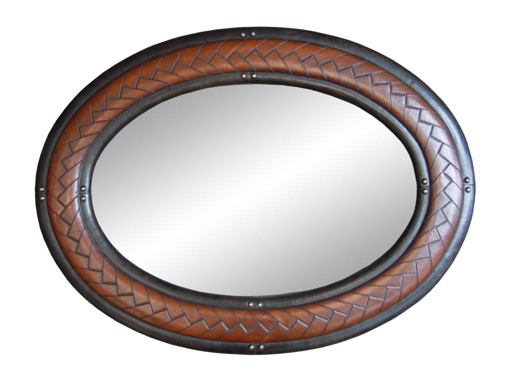 leather frames Lazos Oval with tooling around the frame