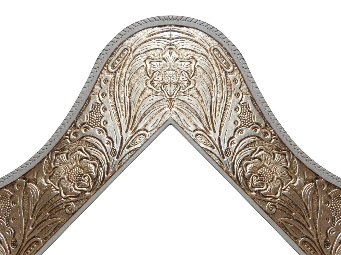 leather frames western hand tooled/tooling floral design with Serpentine shape, hand stitch edge lacing