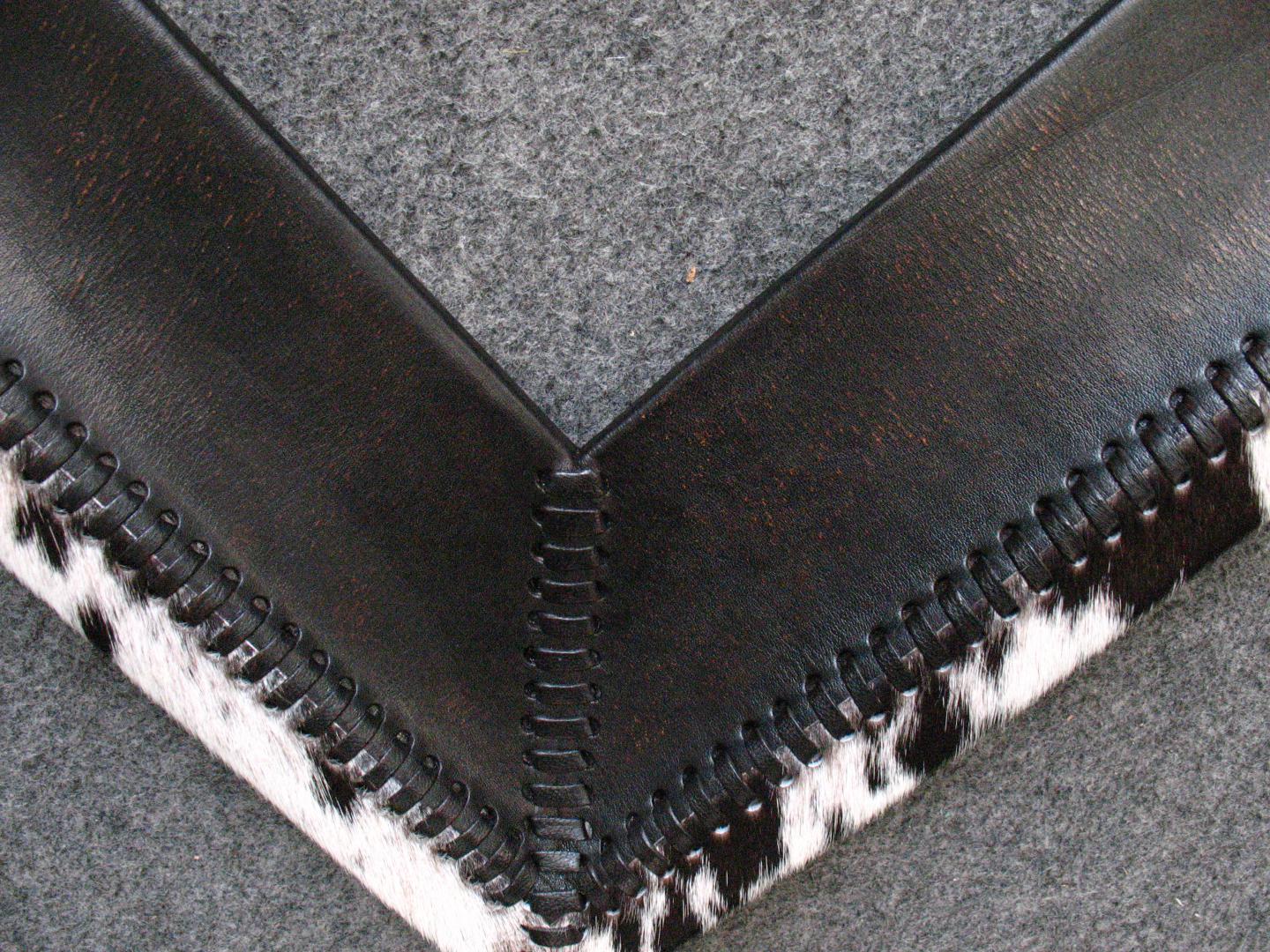 leather frames mirror with cowhide real
