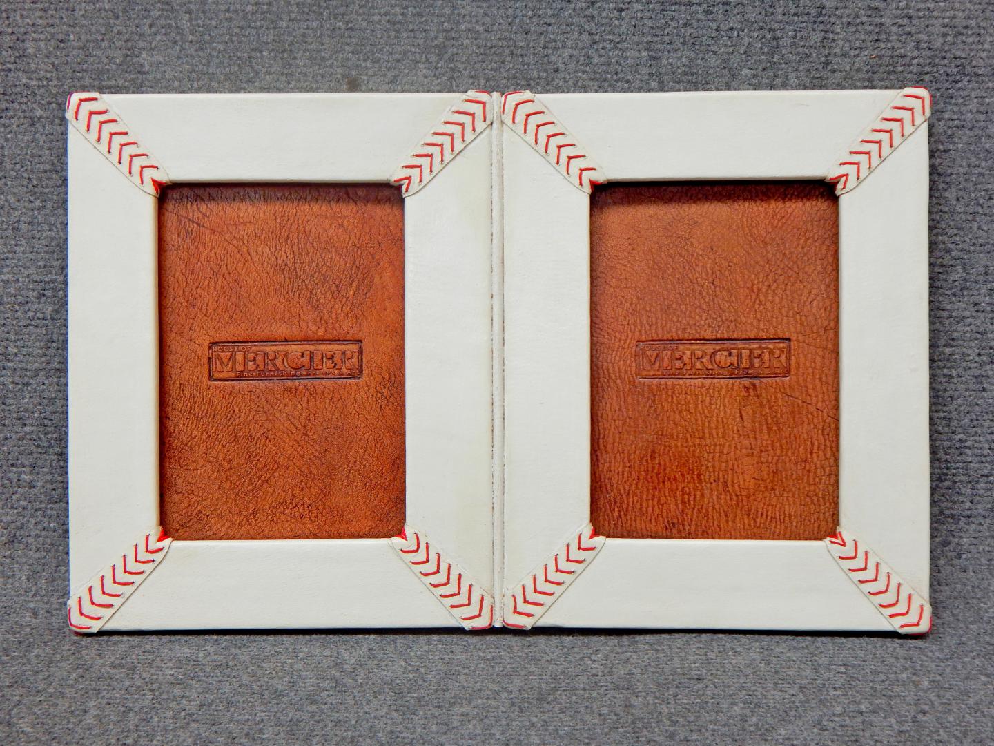 Sport leather double photo frame Baseball
