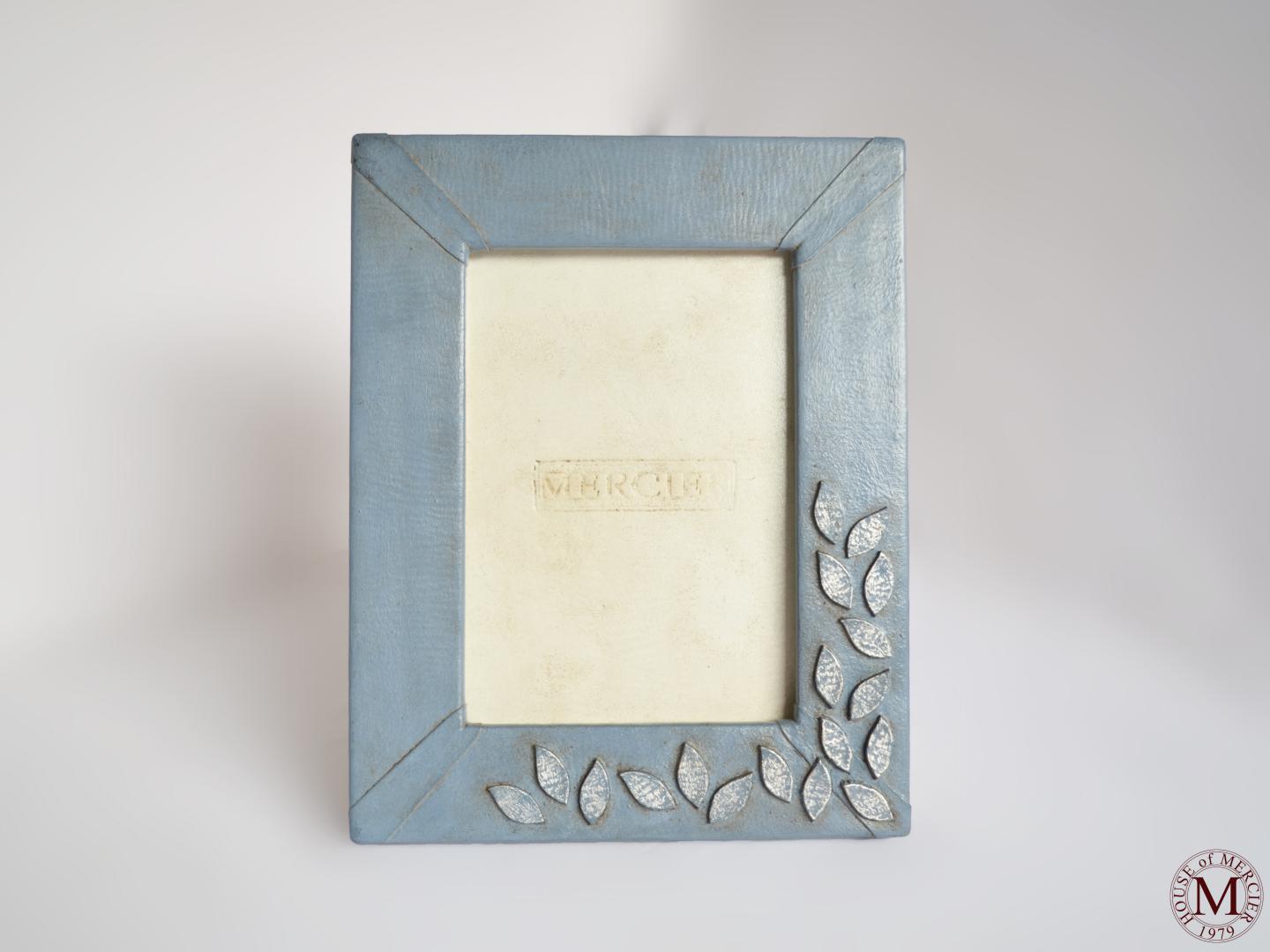 LeafyLightBlue high-relie Deluxe leather photo frame