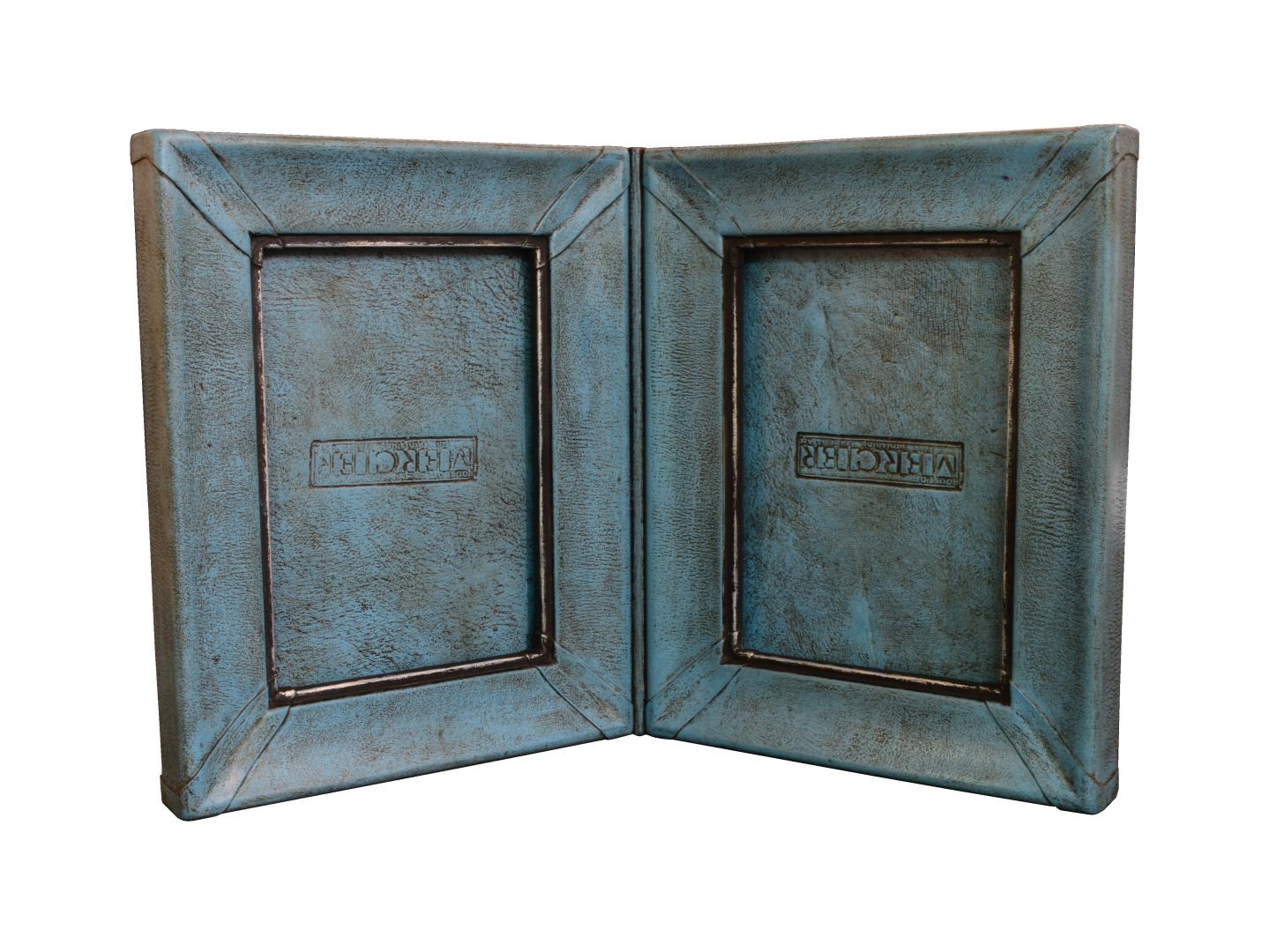 leather double photo frame