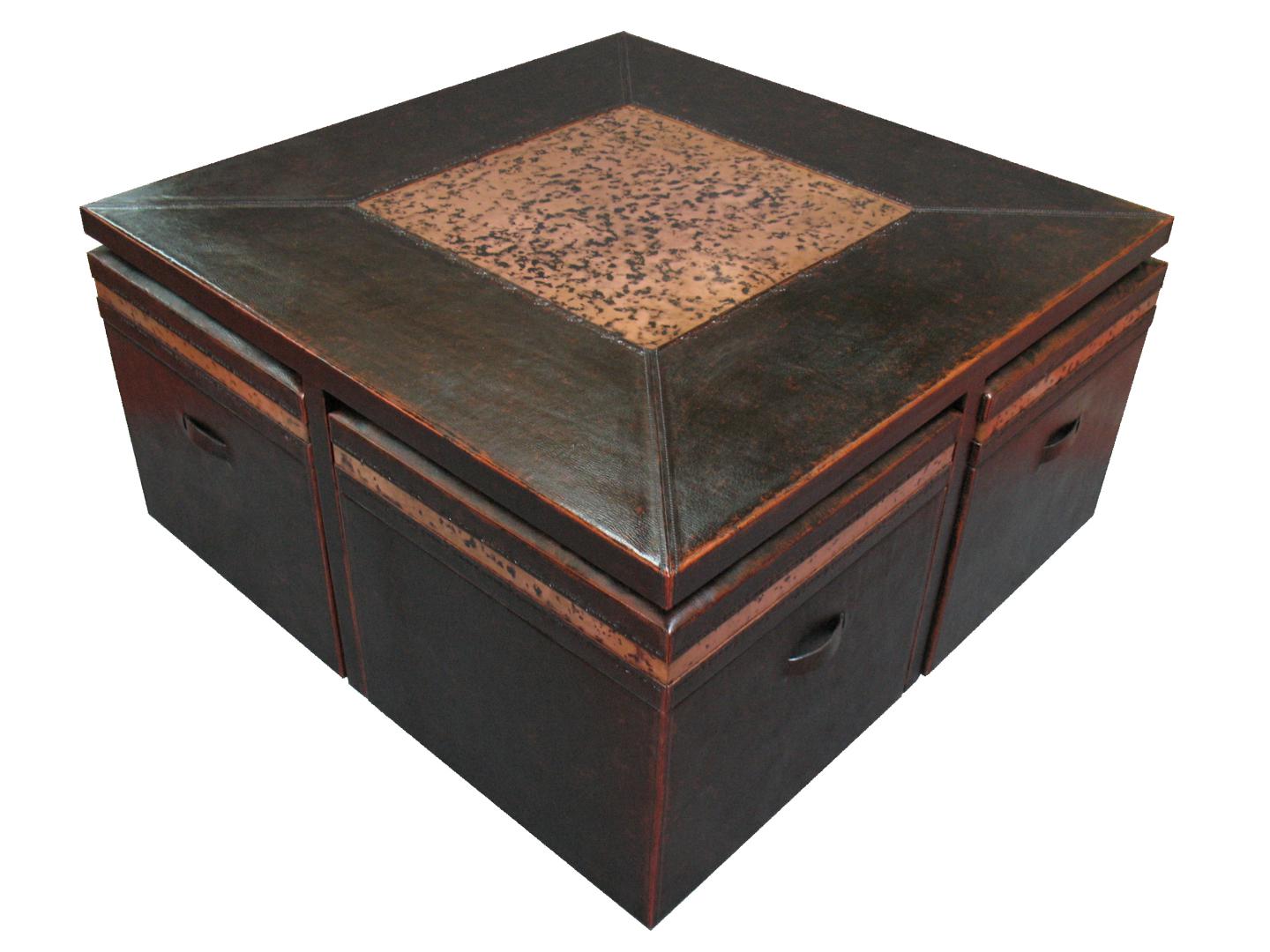 leather Copper T Table