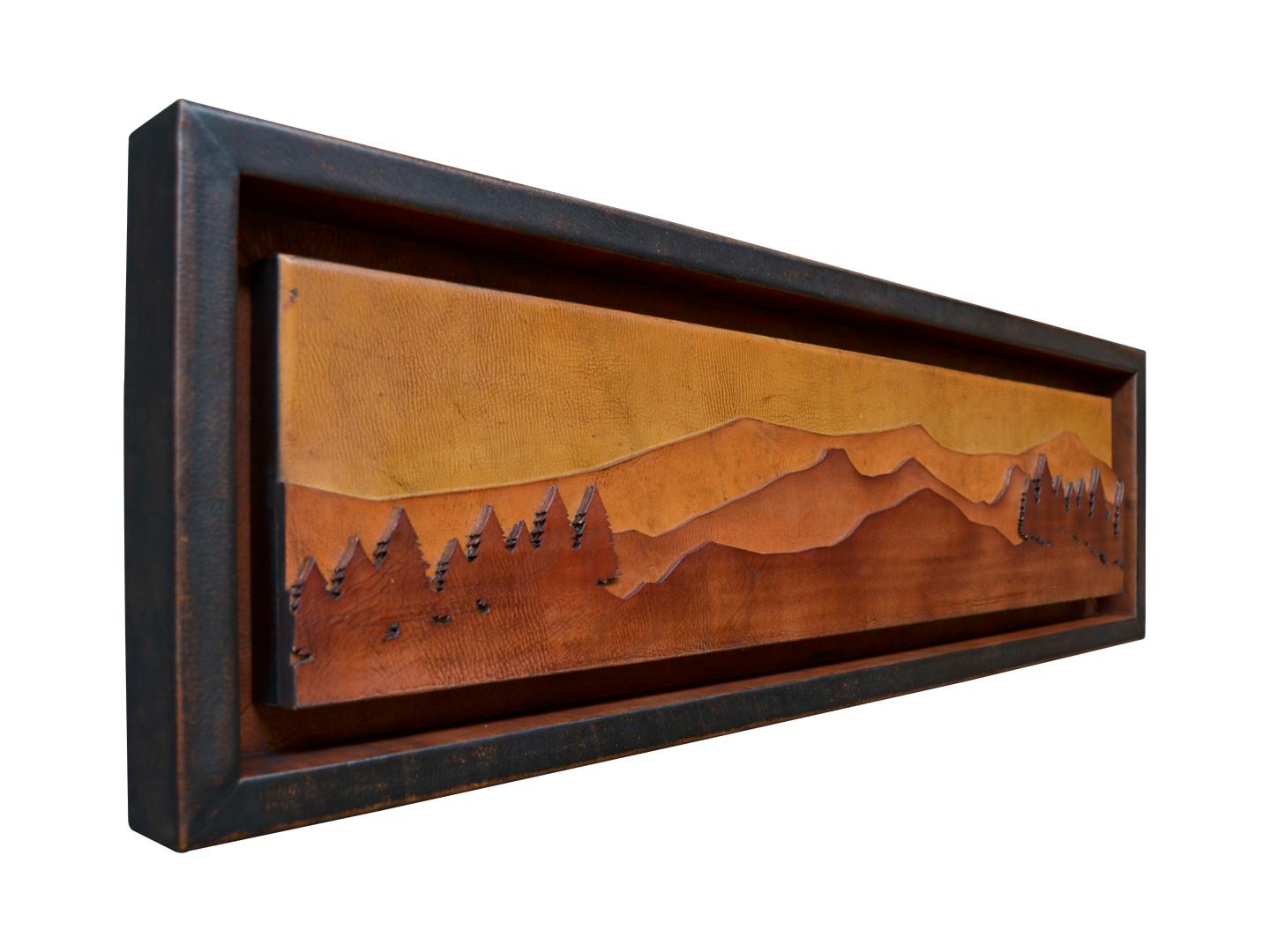 Forest Silhouette, Leather Framed Panneux