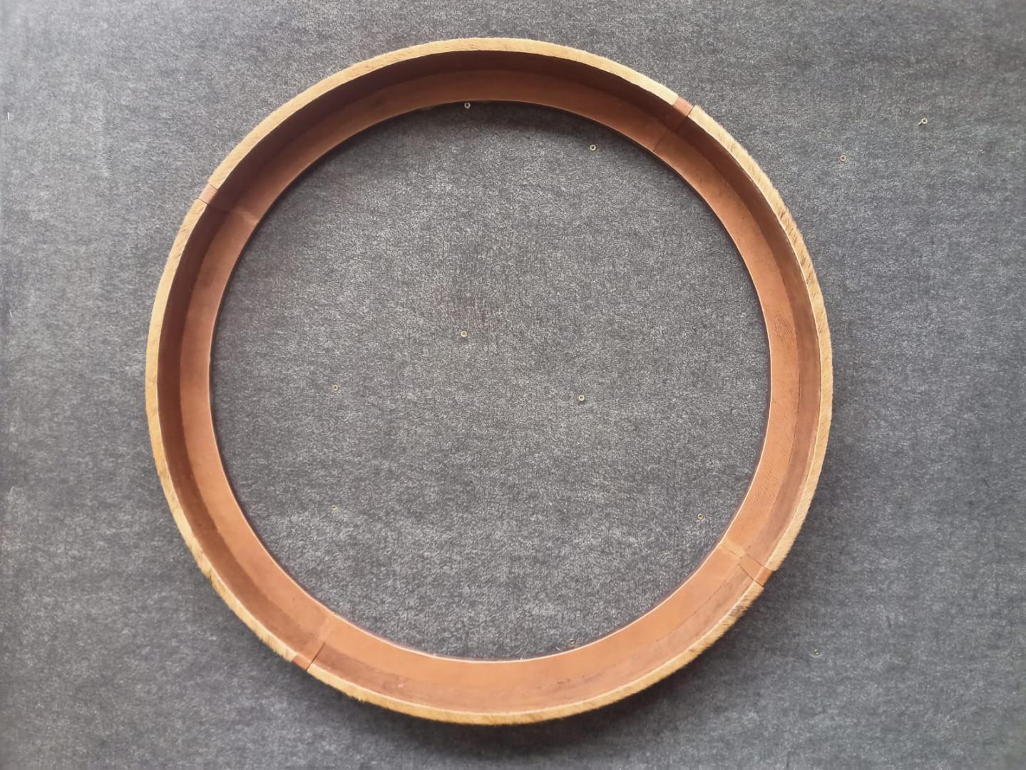 Round Leather Frame with Cowhide Brindle 