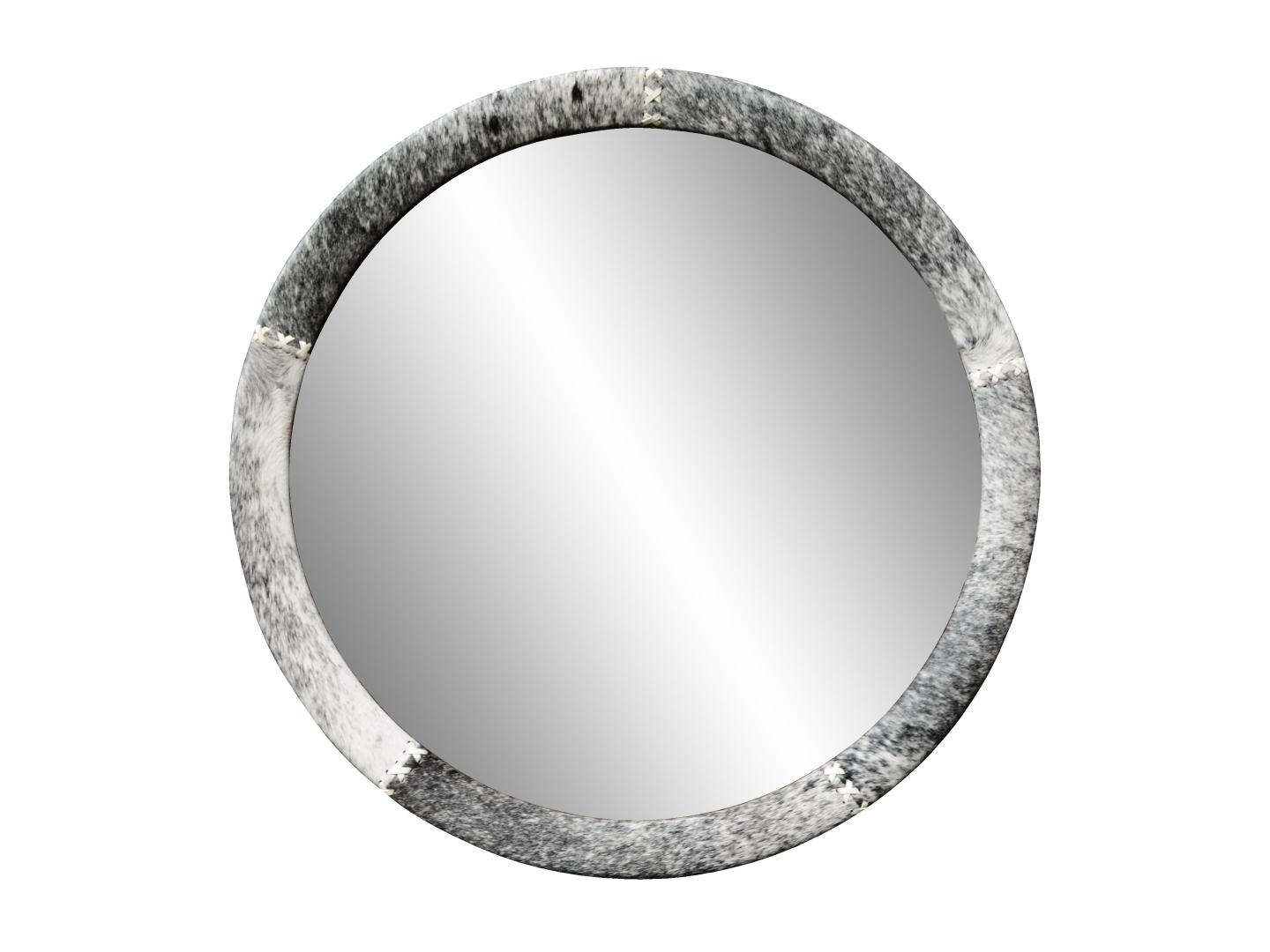 Round Leather Frame with Cowhide Grey